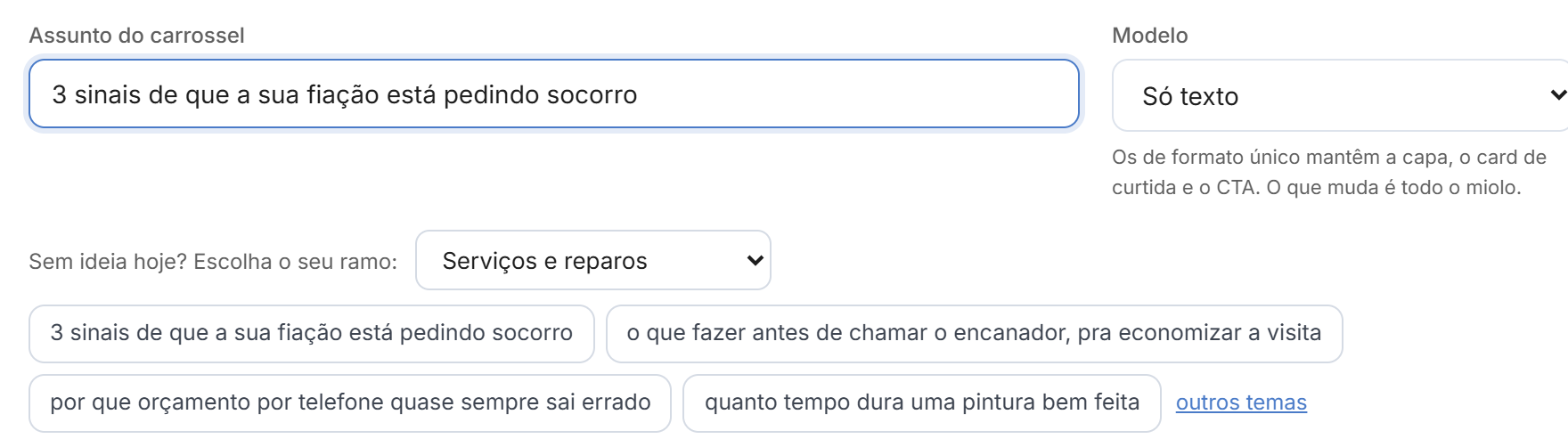 Banco de temas com 96 assuntos